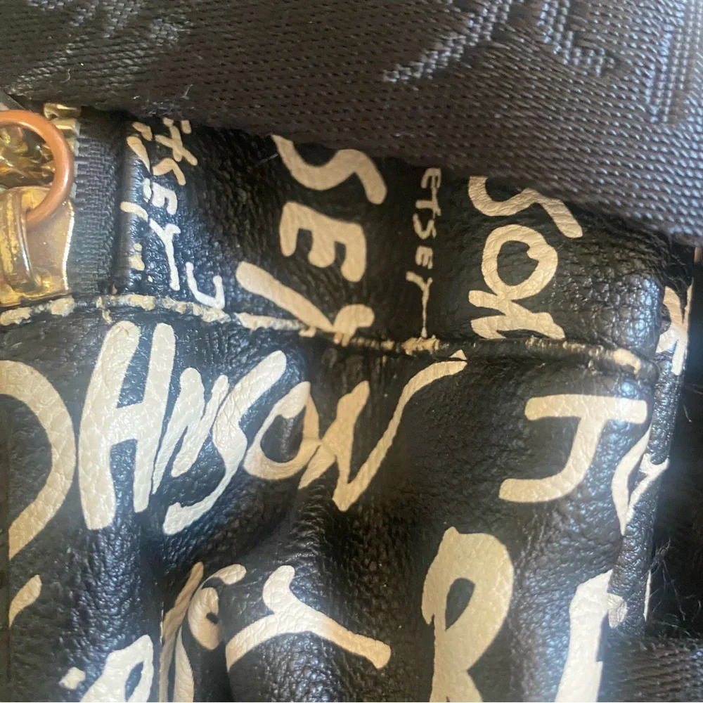 Betsey Johnson Mini Backpack Black White Gold Hardware Streetwear Casual READ